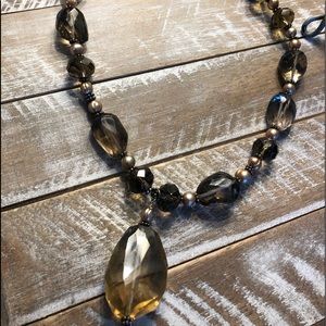 Crystal & silver toggle necklace